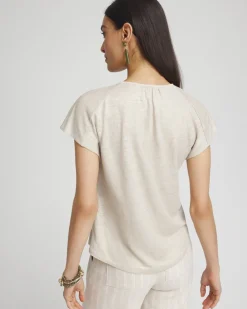 Discount Linen Metallic Tee Tops