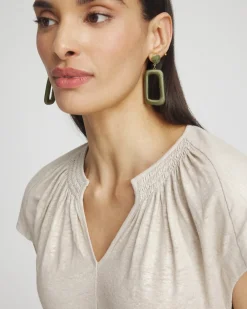 Discount Linen Metallic Tee Tops