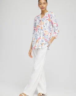 Online Linen Nautical Embellished Tunic Tops