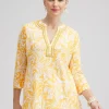 Discount Linen Paisley Embellished Tunic Tops