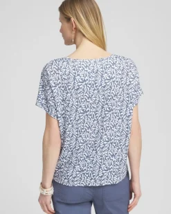 Cheap Linen Reef Tie Front Tee Tops