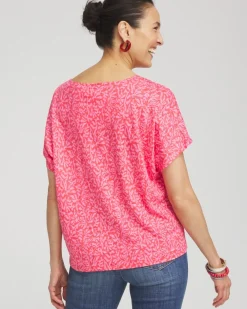 Discount Linen Reef Tie Front Tee Tops