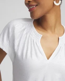 Cheap Linen Stretch Metallic Tee Tops