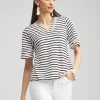 Discount Linen Stripe Ladder Lace Tee Tops