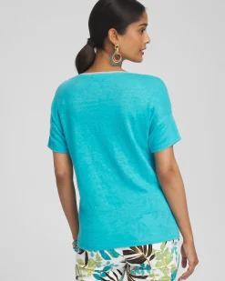 Best Sale Linen Sweater Trim Tee Tops
