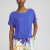 Shop Linen Tie Front Tee Tops