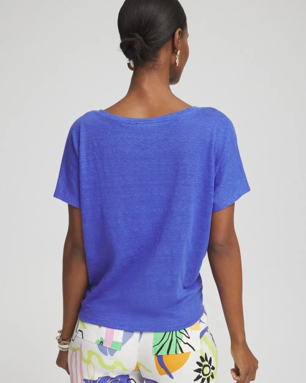 Shop Linen Tie Front Tee Tops