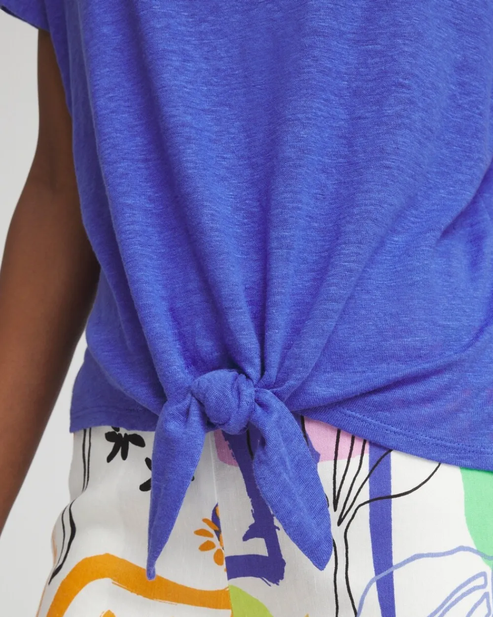 Shop Linen Tie Front Tee Tops