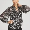 New Metallic Clip Dot Pintuck Sleeve Blouse Tops | Blouses & Shirts
