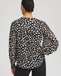 New Metallic Clip Dot Pintuck Sleeve Blouse Tops | Blouses & Shirts