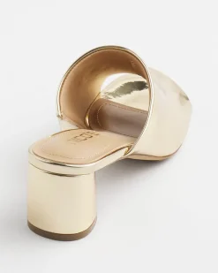 Fashion Metallic Faux Leather Mules Shoes