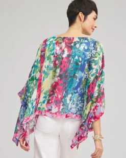 Flash Sale Mixed Floral Poncho Tops