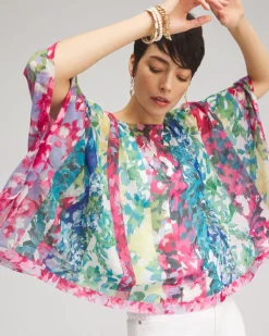 Flash Sale Mixed Floral Poncho Tops