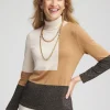 Outlet Neutral Colorblock Turtleneck Sweater Sweaters