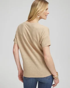 Online Neutral Sequin Embellished Tee Tops