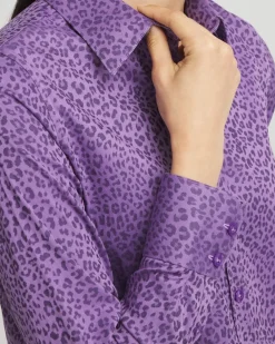 Hot No Iron™ Animal Print Jacquard Shirt Tops
