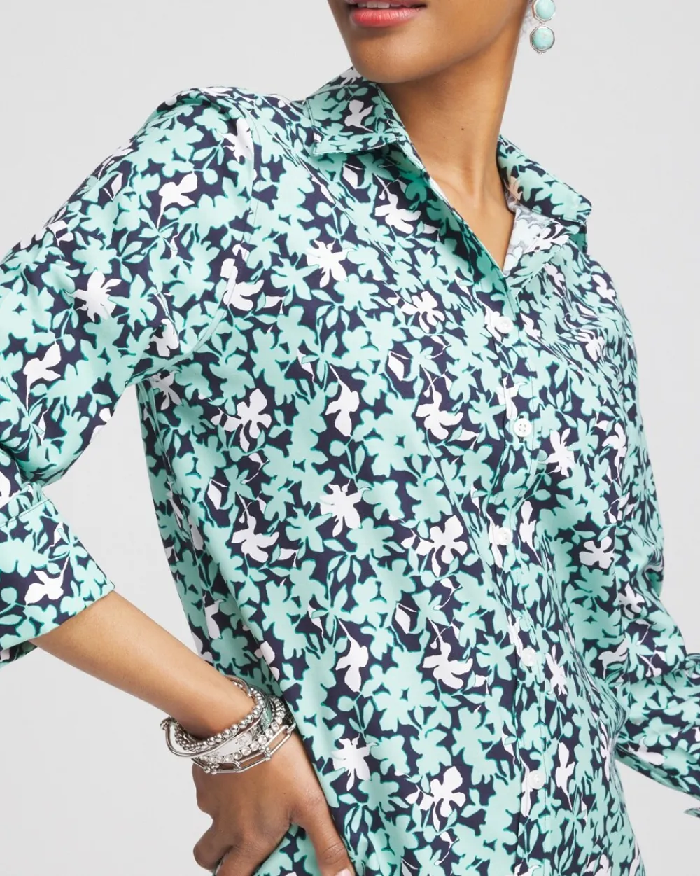 Best Sale No Iron™ Cool Floral Shirt Tops