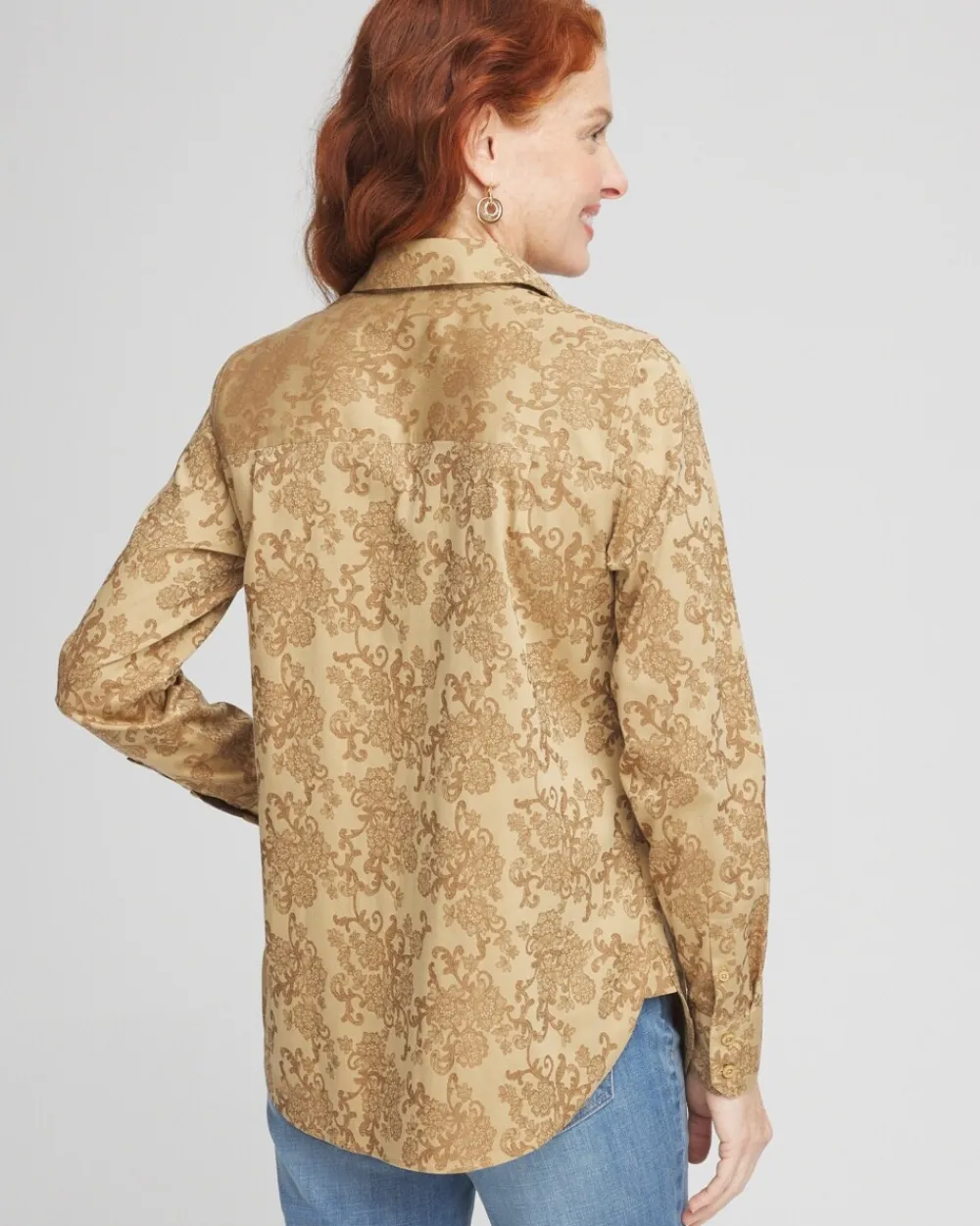 Flash Sale No Iron™ Jacquard Shirt Tops