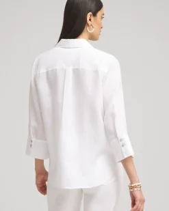 Clearance No Iron™ Linen 3/4 Sleeve Shirt Tops