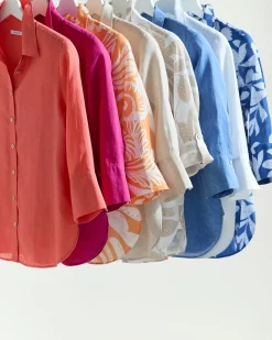 Clearance No Iron™ Linen 3/4 Sleeve Shirt Tops
