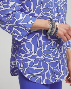 Fashion No Iron™ Linen Abstract 3/4 Sleeve Shirt Tops