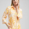 Sale No Iron™ Linen Scroll 3/4 Sleeve Shirt Tops