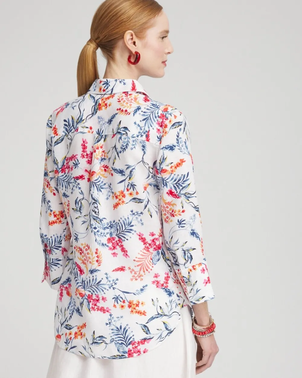 Flash Sale No Iron™ Linen Sealife 3/4 Sleeve Shirt Tops