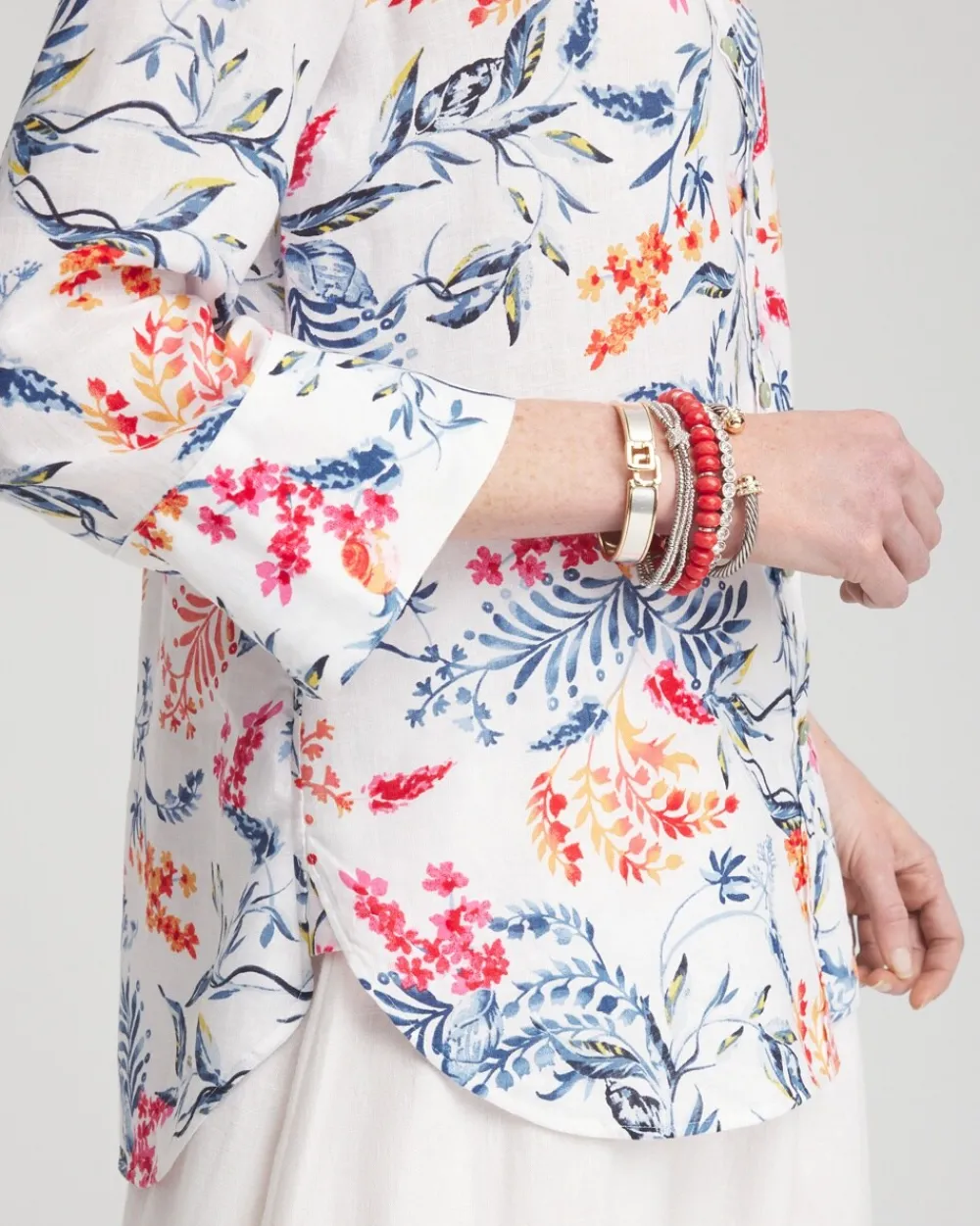 Flash Sale No Iron™ Linen Sealife 3/4 Sleeve Shirt Tops