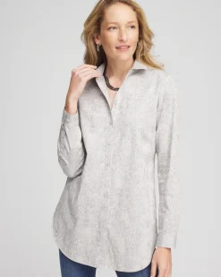 Cheap No Iron™ Python Print Jacquard Tunic Tops