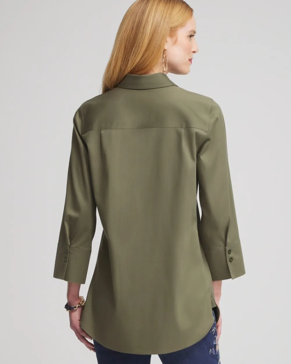 Online No Iron™ Stretch 3/4 Sleeve Tunic Tops