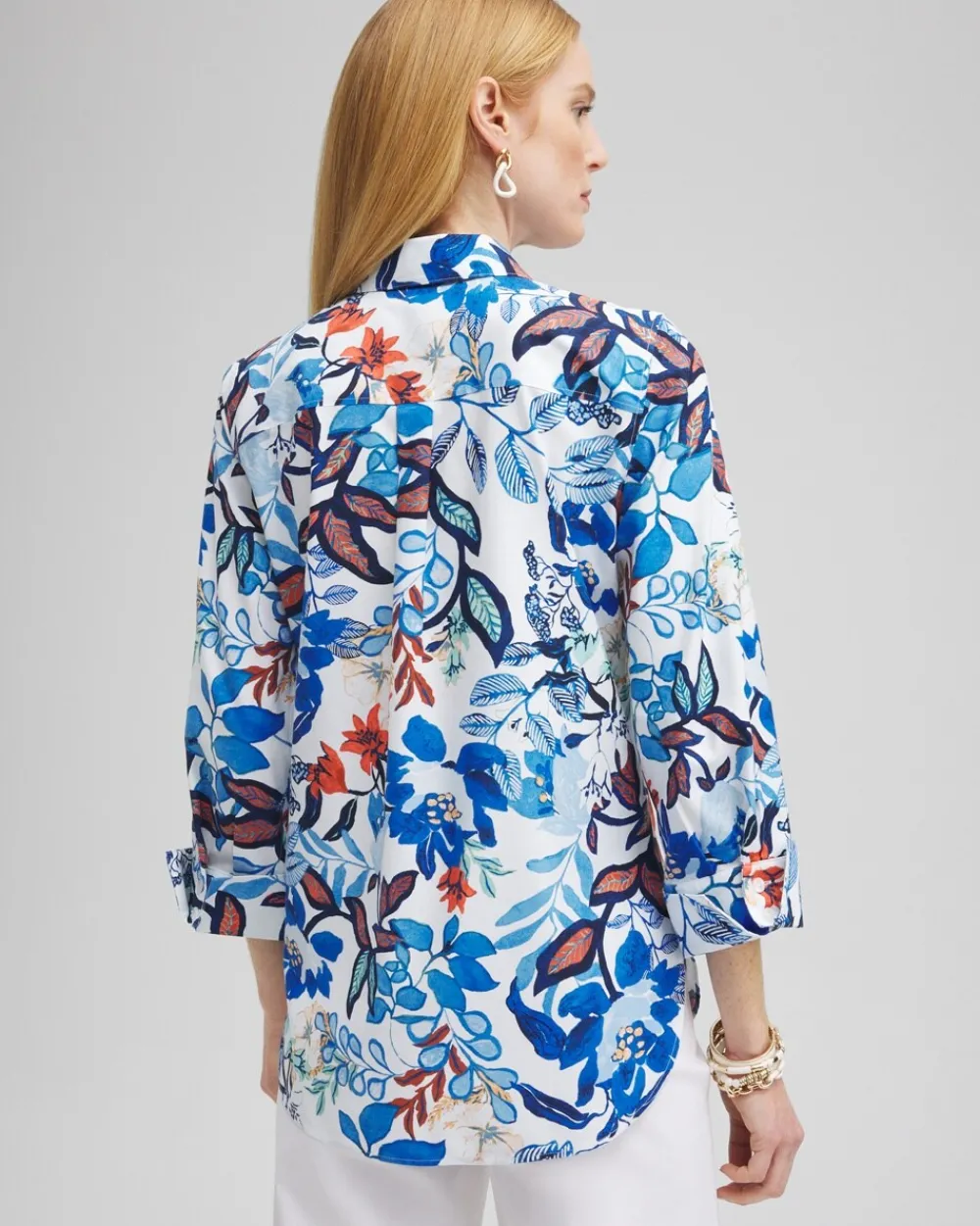 Store No Iron™ Stretch Cool Floral Shirt Tops