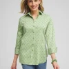 Fashion No Iron™ Stretch Dot Print 3/4 Sleeve Shirt Tops