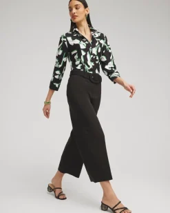 Cheap No Iron™ Stretch Floral 3/4 Sleeve Shirt Tops