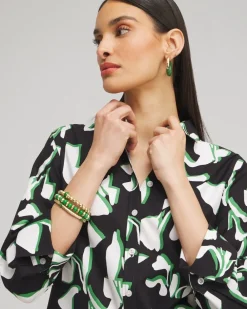 Cheap No Iron™ Stretch Floral 3/4 Sleeve Shirt Tops