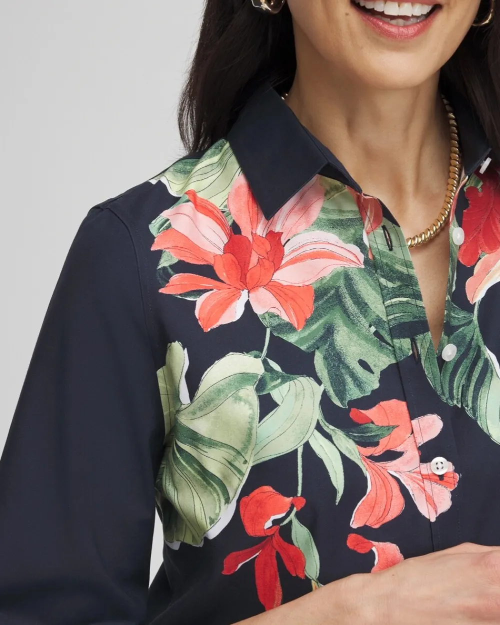 Clearance No Iron™ Stretch Floral Shirt Tops