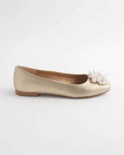 Outlet Omega Metallic Faux Pearl Flats Shoes