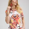 Best Sale Paisley Elbow Sleeve Cotton Tee Tops
