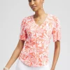 Cheap Paisley Gauze Flutter Sleeve Top Tops