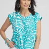 Clearance Palm Print Knot Front Tee Tops