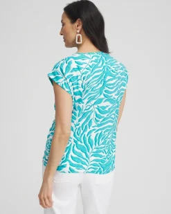 Clearance Palm Print Knot Front Tee Tops