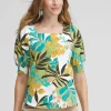 Clearance Palm Print Square Neck Top Tops