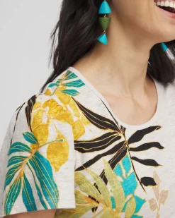 Store Palms Linen Flutter Sleeve Tee Tops