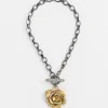 Fashion Pavé Brass Flower Pendant Necklace Necklaces