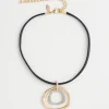 Best Sale Pavé Pendant Faux Leather Necklace Necklaces