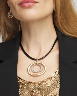 Best Sale Pavé Pendant Faux Leather Necklace Necklaces
