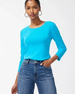 Fashion Pima 3/4 Sleeve Everyday Tee Tops
