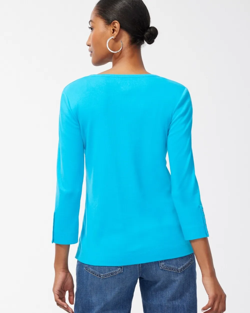 Fashion Pima 3/4 Sleeve Everyday Tee Tops
