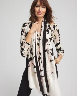 Sale Pink Scroll Floral Scarf Scarves