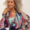 Discount Pintuck Detail Artisan Print Top Tops