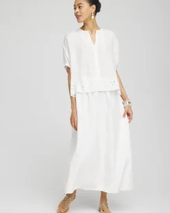Fashion Pintuck Dolman Sleeve Linen Shirt Tops